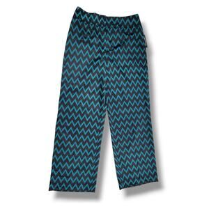 Worthington JCPenney Women's teal Cambridge chevron high waist trouser pants